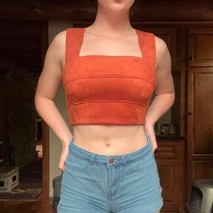 Altar’d State NWOT burnt orange womens suede feel crop top